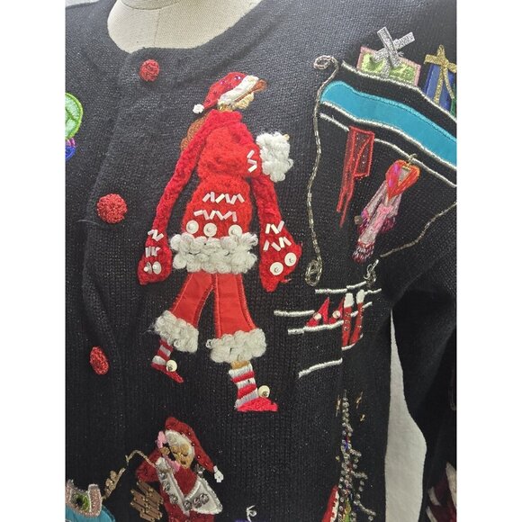 Design Options Philip & Jane Gordon Chic Christmas Cardigan Sweater Size L - Picture 14 of 16
